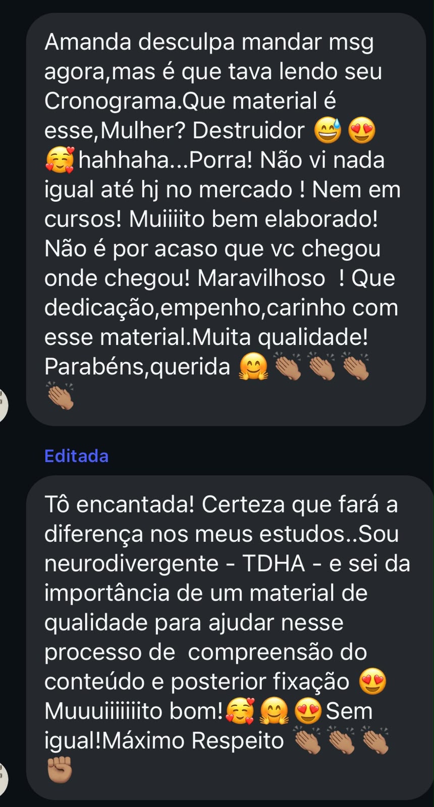 Depoimento de aluna
